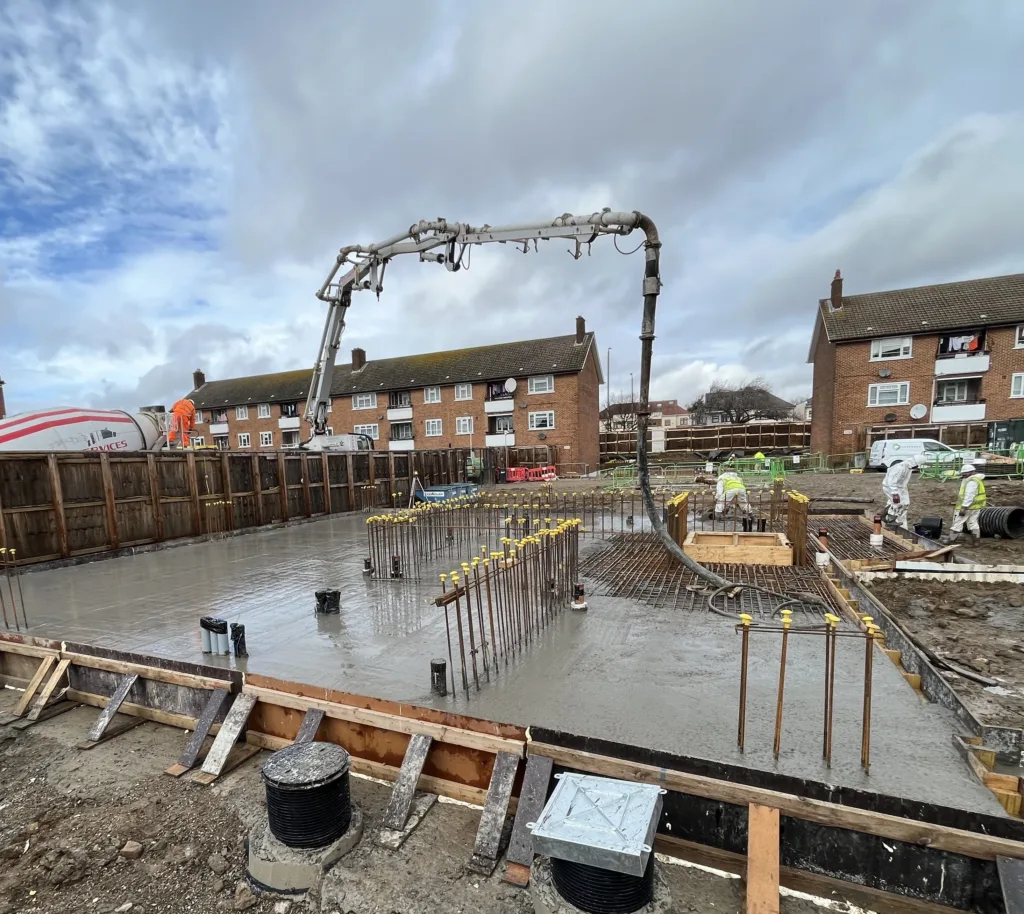 Suffolk Court Concrete pour for flat foundations