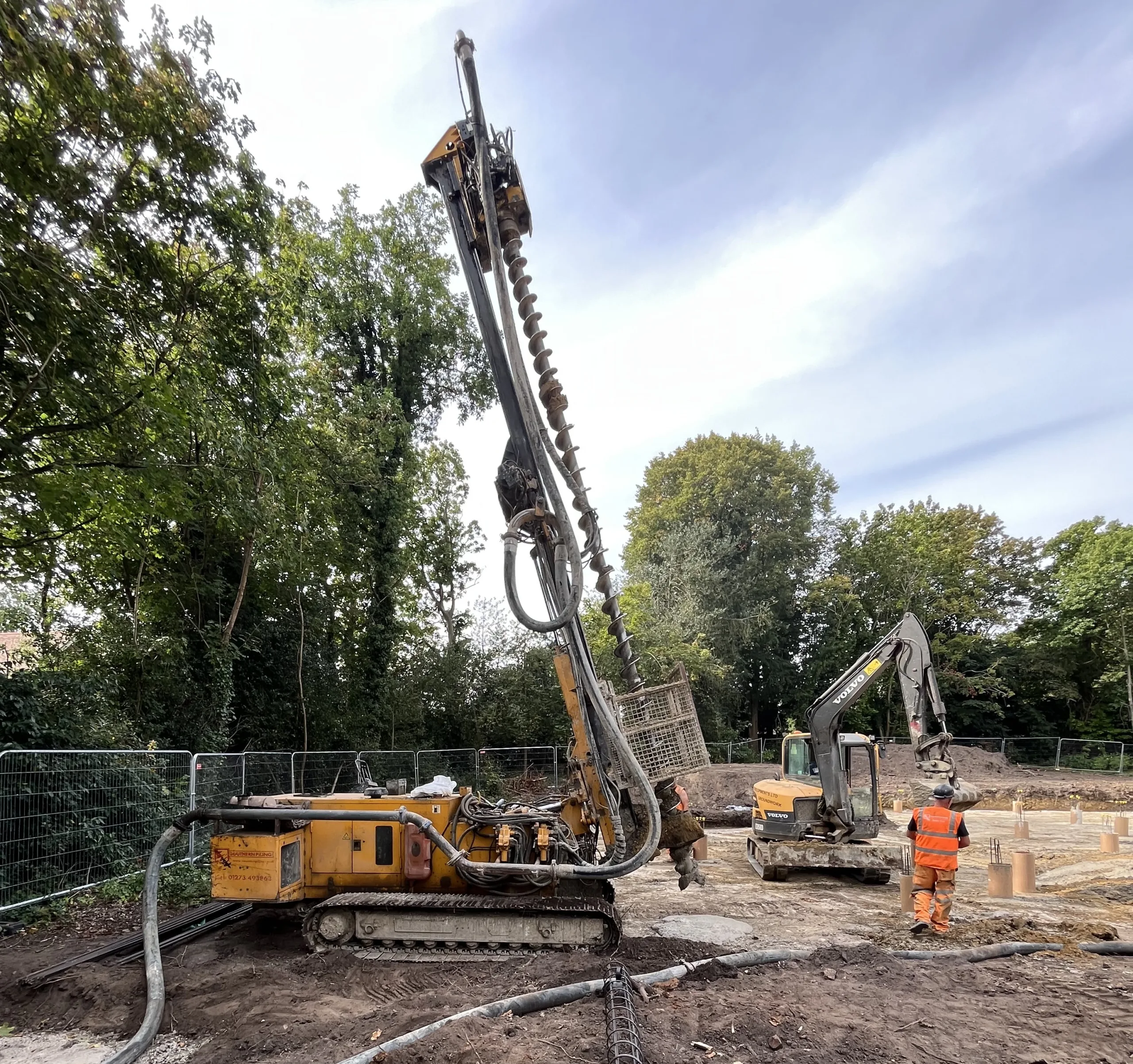 Piling on site at Oak Apples Oaklands Lane Palatine Homes with SPEEDECK Foundations