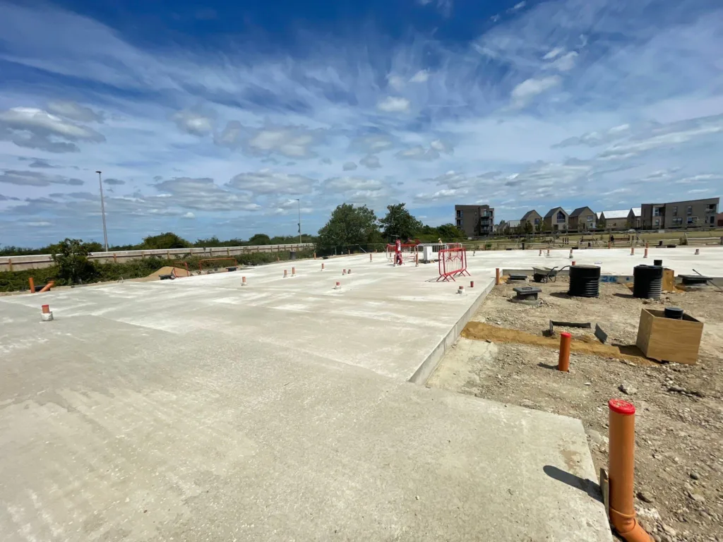 Completed concrete foundations for Eastbourne Care Home