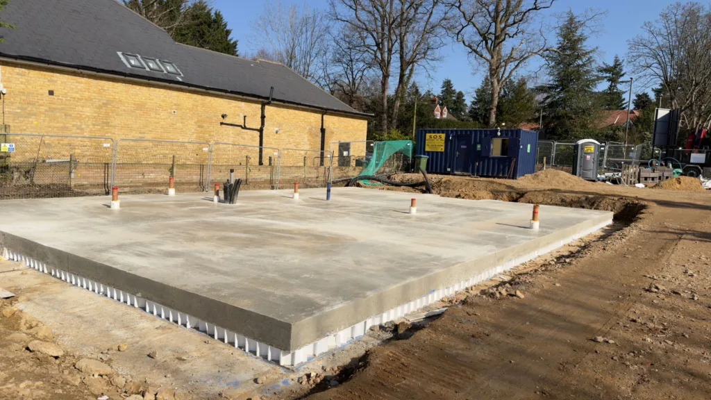 Completed piled raft foundation with heave protection from SPEEDECK
