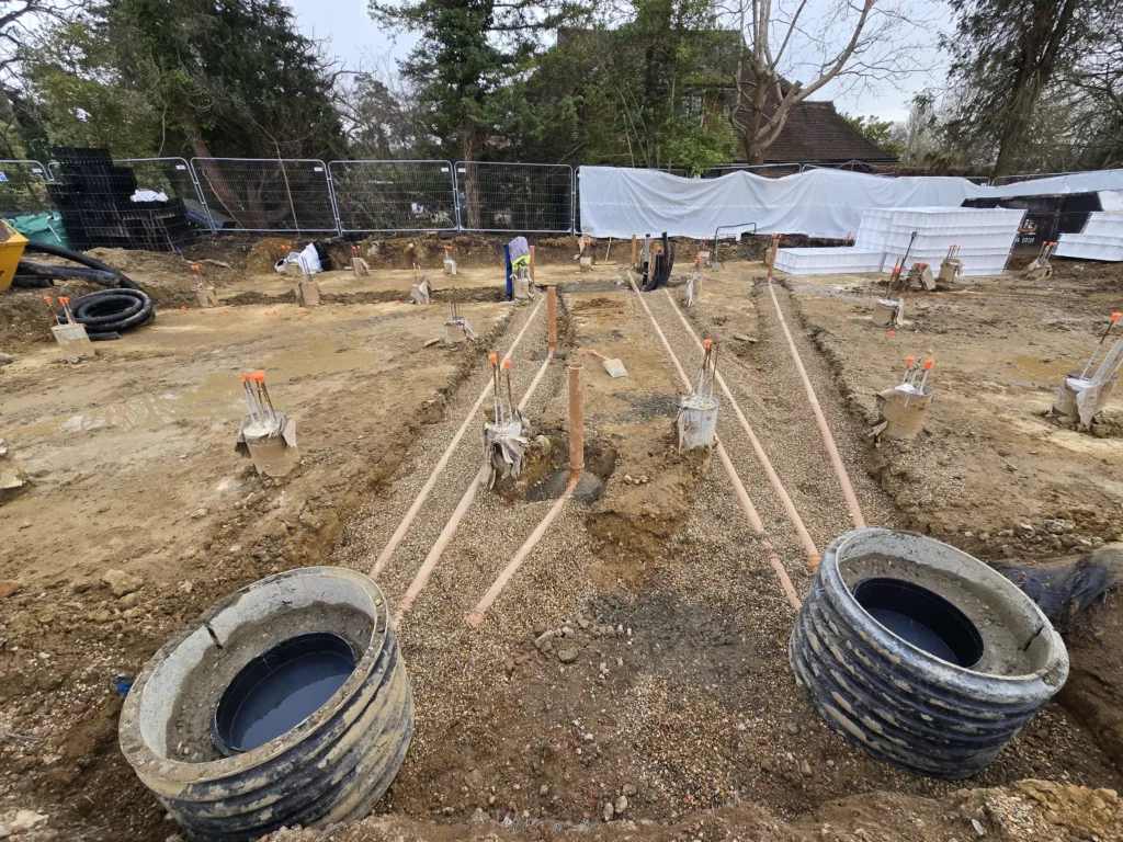 Drainage and services at Cobham